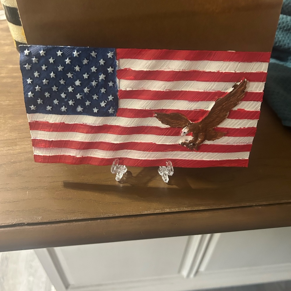 Patriotic American Flag 3D  with Eagle Decor new that my son makes